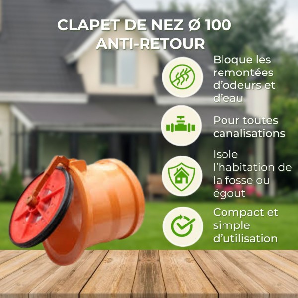 Points forts du Clapet de nez à coller diamètre 100 mm