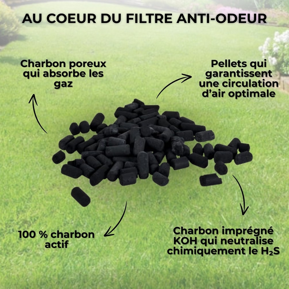 EPUR-100 FILTRE ANTI-ODEURS AU CHARBON ACTIF POUR FOSSE SEPTIQUE , TOUTES EAUX , Ø 100 MM