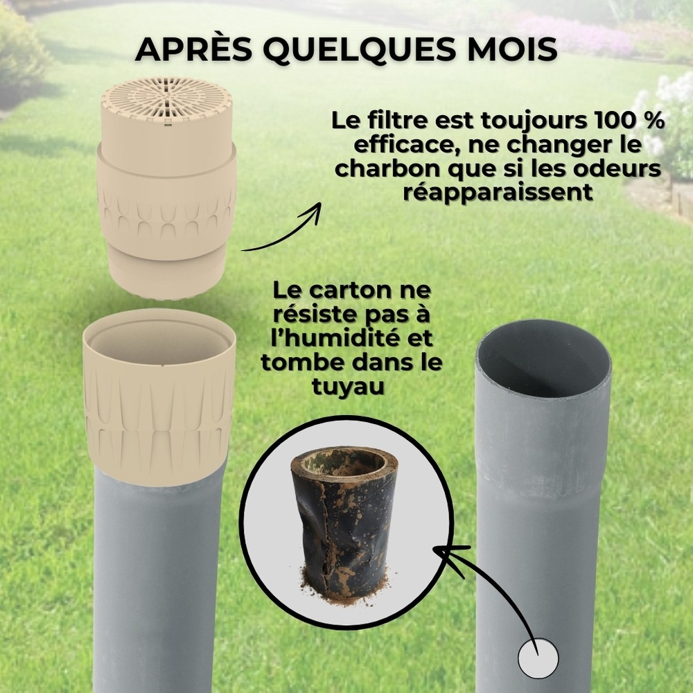 EPUR-100 FILTRE ANTI-ODEURS AU CHARBON ACTIF POUR FOSSE SEPTIQUE , TOUTES EAUX , Ø 100 MM
