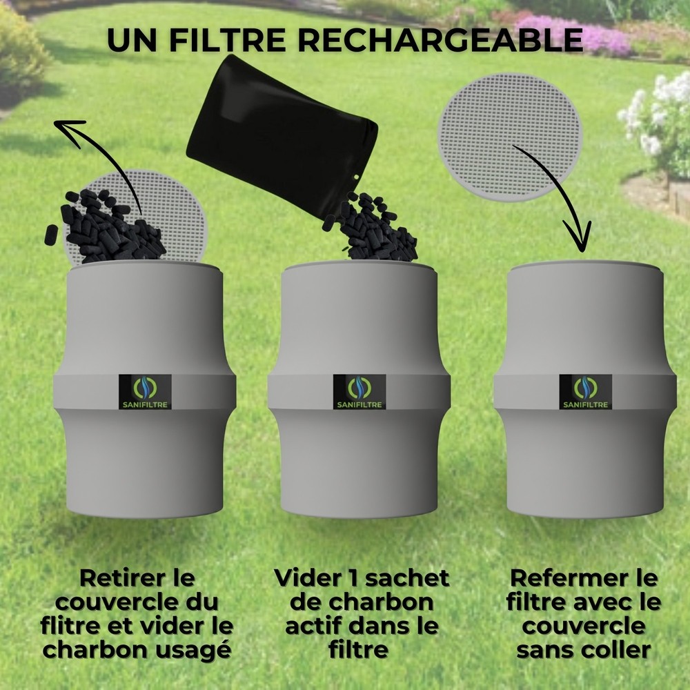 Filtre anti-odeurs charbon actif Ø100 fosse septique HYDRODIV - photo 7