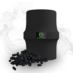 Filtre anti-odeur Sanifiltre pour fosse septique avec granulés de charbon actif haute performance.