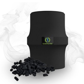 Filtre anti-odeur Sanifiltre pour fosse septique avec granulés de charbon actif haute performance.