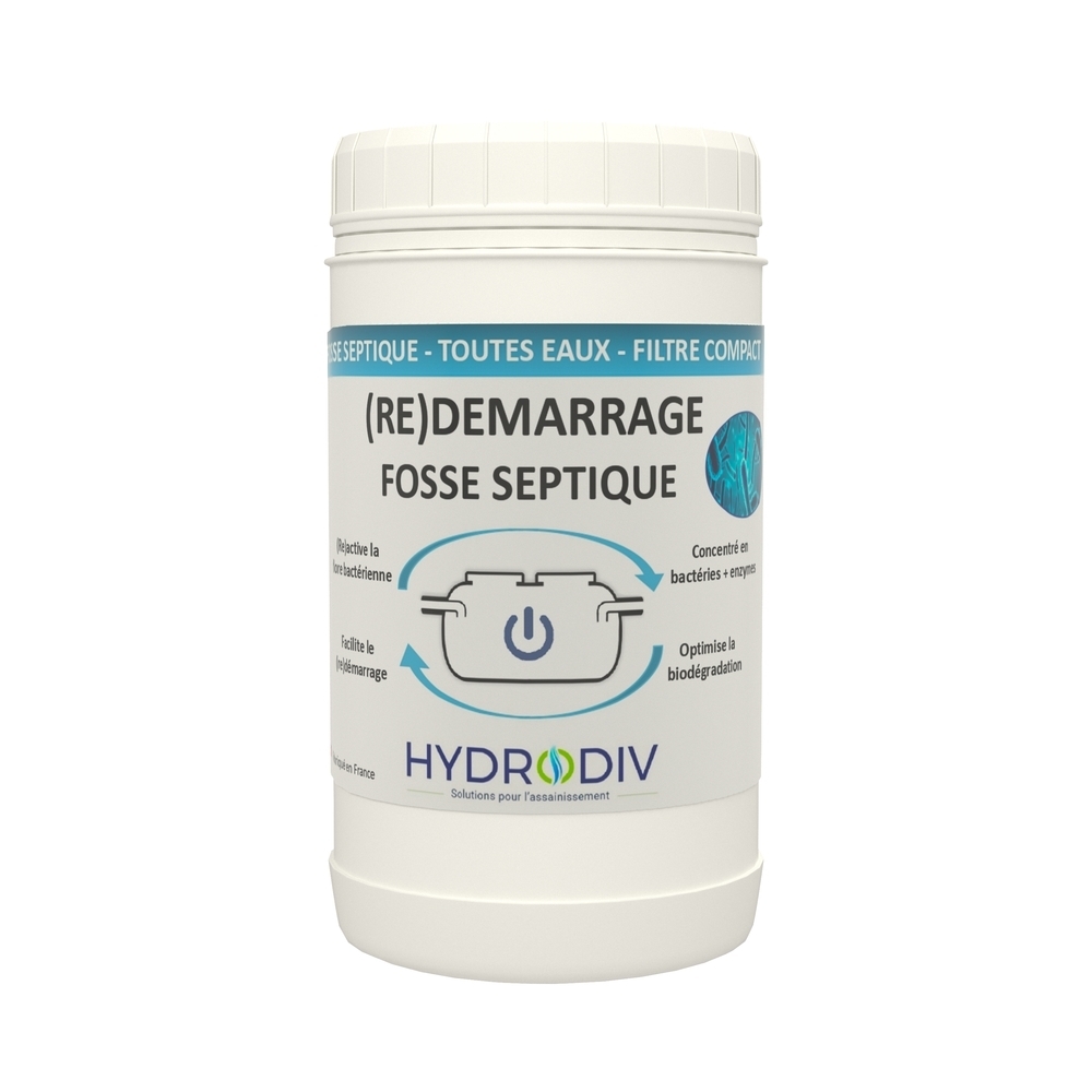 DEMARRAGE REDEMARRAGE FOSSE SEPTIQUE , TOUTES EAUX , FILTRE COMPACT , AUX BACTERIES ET ENZYMES , MONODOSE 1 KG