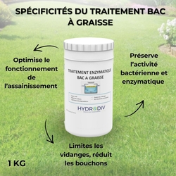 TRAITEMENT BAC À GRAISSE , ASSAINISSEMENT : POUDRE AUX ENZYMES 1 KG