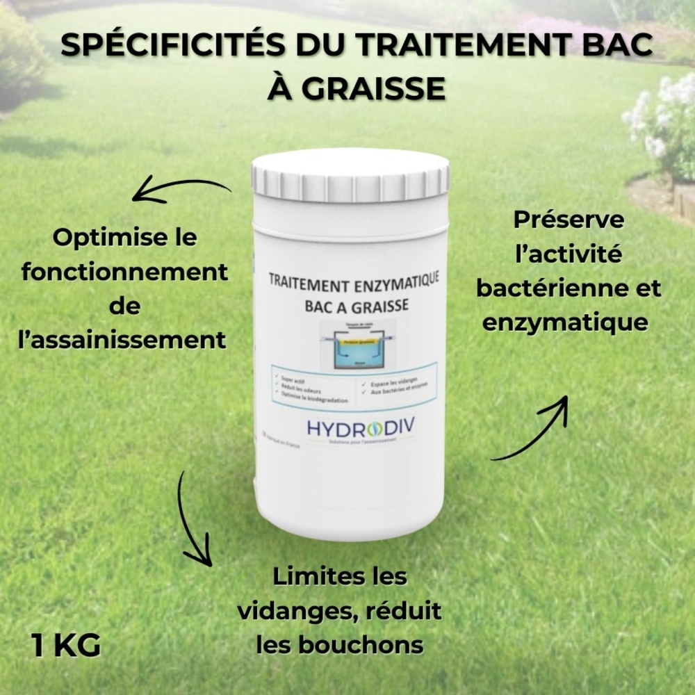 TRAITEMENT BAC À GRAISSE , ASSAINISSEMENT : POUDRE AUX ENZYMES 1 KG