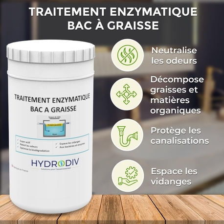 TRAITEMENT BAC À GRAISSE , ASSAINISSEMENT : POUDRE AUX ENZYMES 1 KG