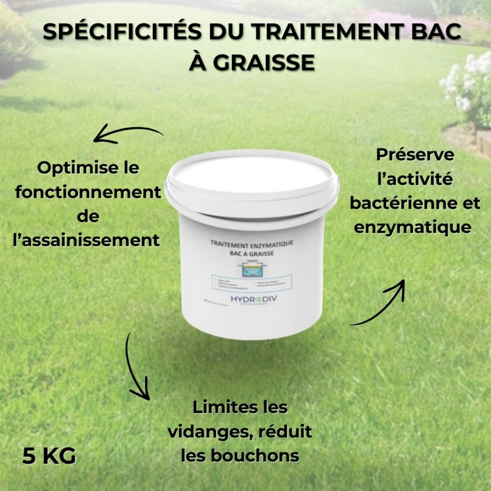 TRAITEMENT BAC A GRAISSE , ASSAINISSEMENT : POUDRE AUX ENZYMES 5 KG