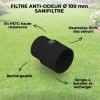 Caractéristiques du filtre Sanifiltre Ø 100 mm : neutralisation des odeurs, haute résistance et rechargeable.