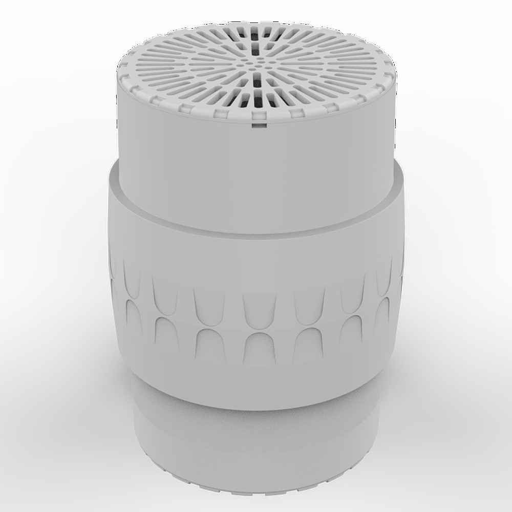 Filtre anti-odeurs HYDRODIV Epur-100-110 au charbon actif, corps cylindrique gris Ø 100-110 mm avec grille d'aération, sans collage.