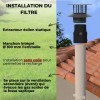 Schéma d'installation du filtre Sanifiltre sur une ventilation secondaire (évent) de fosse septique sans colle.