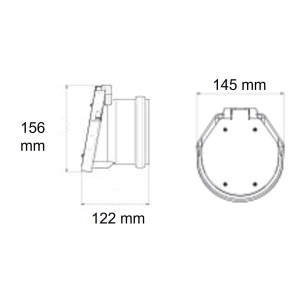 Dimensions du clapet de nez 100 Femelle à coller
