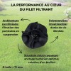Détail technique média filtrant HYDRODIV en polypropylène : architecture curviligne pour biofilm bactérien et filtration des particules.
