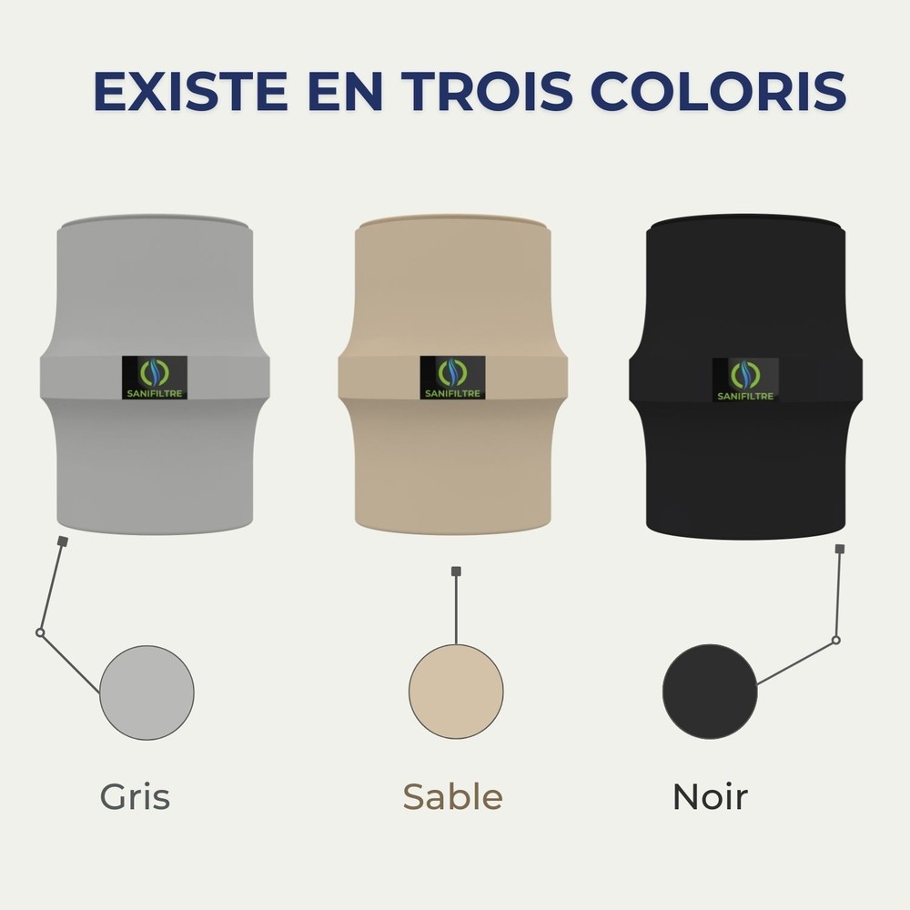 FILTRE ANTI-ODEURS AU CHARBON ACTIF POUR FOSSE SEPTIQUE , TOUTES EAUX , Ø 100 MM , COLORIS GRIS