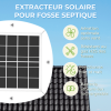 Points forts de l'EXTRACTEUR SOLAIRE RECHARGEABLE POUR FOSSE SEPTIQUE coloris blanc