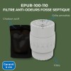 FILTRE ANTI-ODEURS EPUR-100-110 AU CHARBON ACTIF POUR FOSSE SEPTIQUE, TOUTES EAUX , Ø 100-110MM