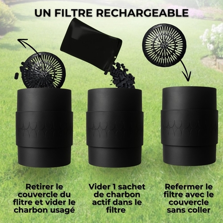 EPUR-100 FILTRE ANTI-ODEURS AU CHARBON ACTIF POUR FOSSE SEPTIQUE , TOUTES EAUX , Ø 100 MM